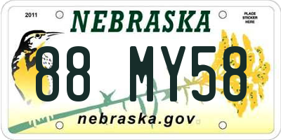 NE license plate 88MY58