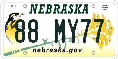 NE license plate 88MY77