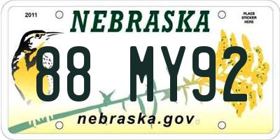 NE license plate 88MY92