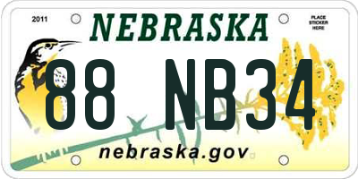 NE license plate 88NB34
