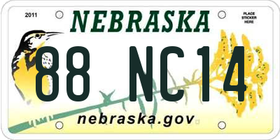 NE license plate 88NC14