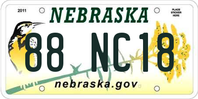 NE license plate 88NC18
