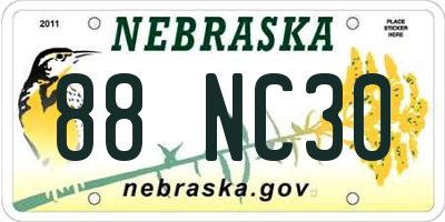 NE license plate 88NC30