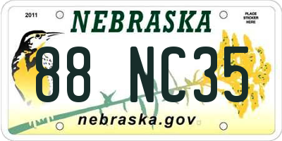 NE license plate 88NC35