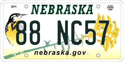 NE license plate 88NC57