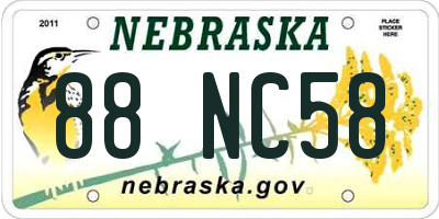 NE license plate 88NC58