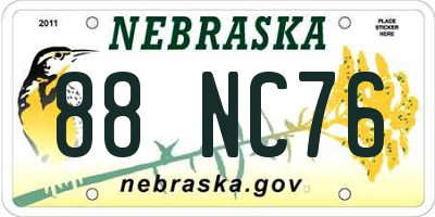 NE license plate 88NC76