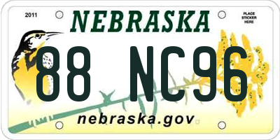 NE license plate 88NC96