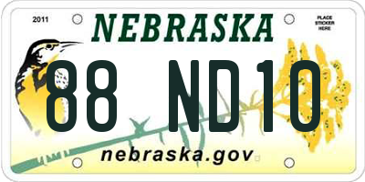 NE license plate 88ND10
