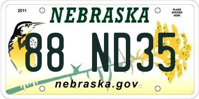 NE license plate 88ND35