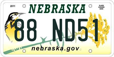 NE license plate 88ND51