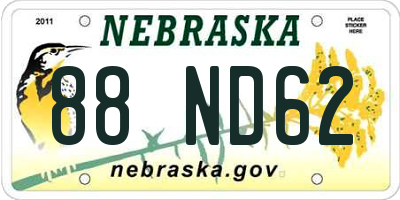 NE license plate 88ND62