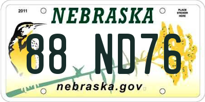 NE license plate 88ND76