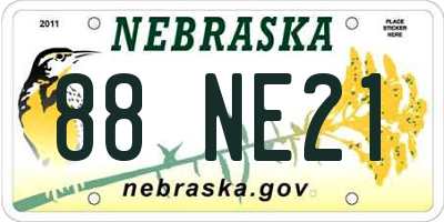NE license plate 88NE21