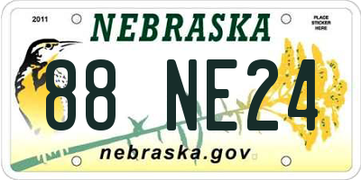 NE license plate 88NE24