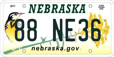NE license plate 88NE36