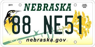 NE license plate 88NE51