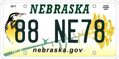 NE license plate 88NE78