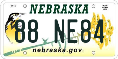 NE license plate 88NE84