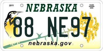 NE license plate 88NE97