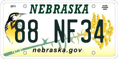 NE license plate 88NF34