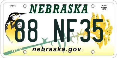 NE license plate 88NF35
