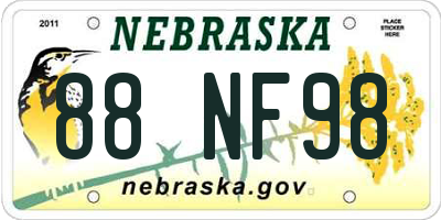 NE license plate 88NF98