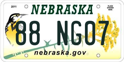 NE license plate 88NG07