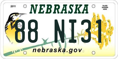NE license plate 88NI31