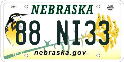NE license plate 88NI33