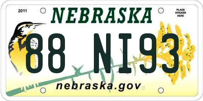 NE license plate 88NI93