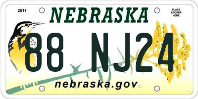 NE license plate 88NJ24