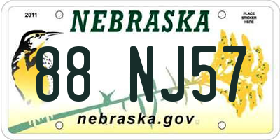 NE license plate 88NJ57