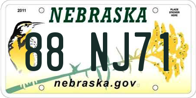 NE license plate 88NJ71