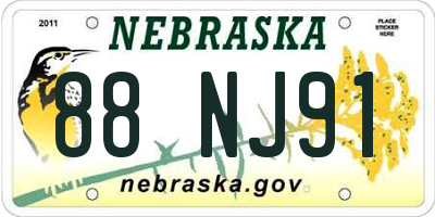 NE license plate 88NJ91