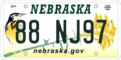 NE license plate 88NJ97