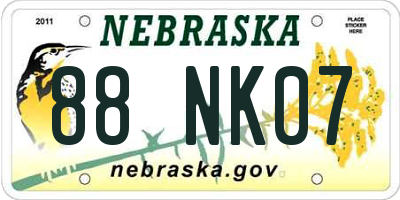 NE license plate 88NK07