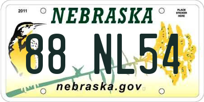 NE license plate 88NL54