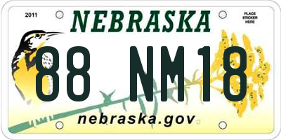 NE license plate 88NM18