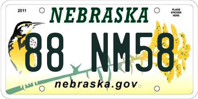 NE license plate 88NM58