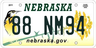 NE license plate 88NM94