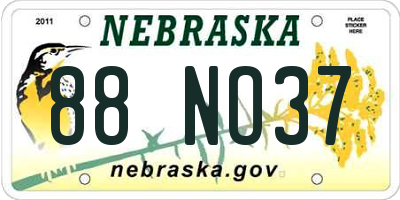 NE license plate 88NO37