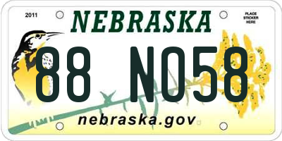 NE license plate 88NO58