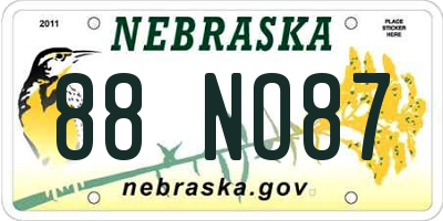 NE license plate 88NO87