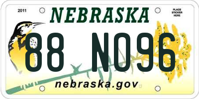 NE license plate 88NO96