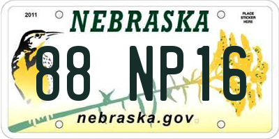 NE license plate 88NP16