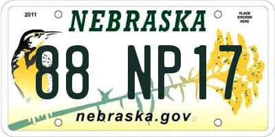 NE license plate 88NP17