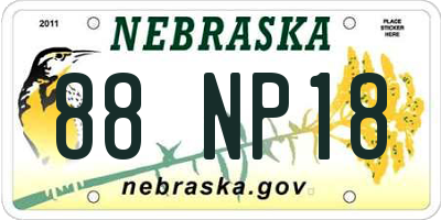 NE license plate 88NP18