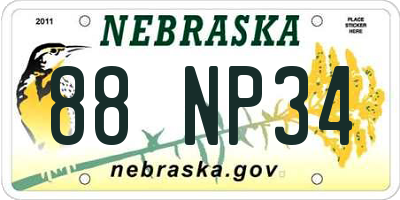 NE license plate 88NP34