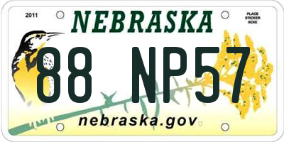 NE license plate 88NP57